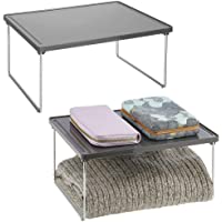 mDesign Juego de 2 estantes adicionales para ropa – Balda auxiliar de metal y plástico para sumar espacio de almacenaje…